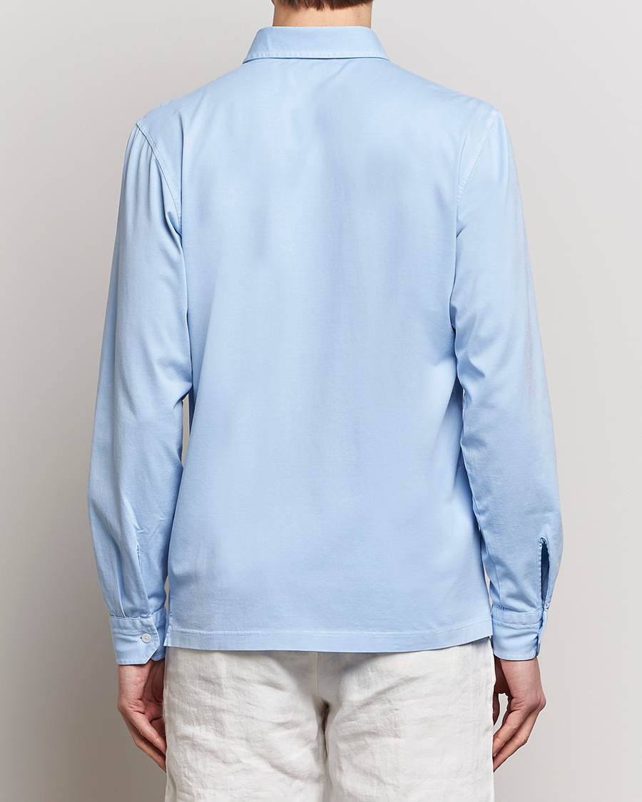 Hombres | Camisas | Gran Sasso | Washed Cotton Jersey Shirt Light Blue