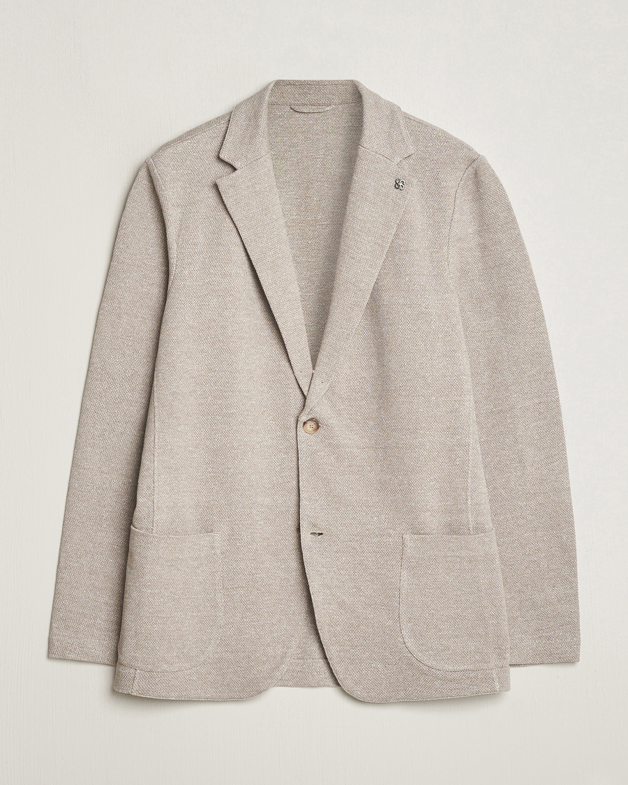 Hombres | Blazers | Gran Sasso | Structured Cotton/Linen Blazer Beige Melange