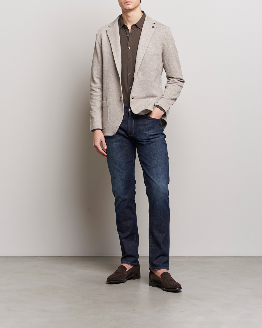 Hombres | Blazers | Gran Sasso | Structured Cotton/Linen Blazer Beige Melange