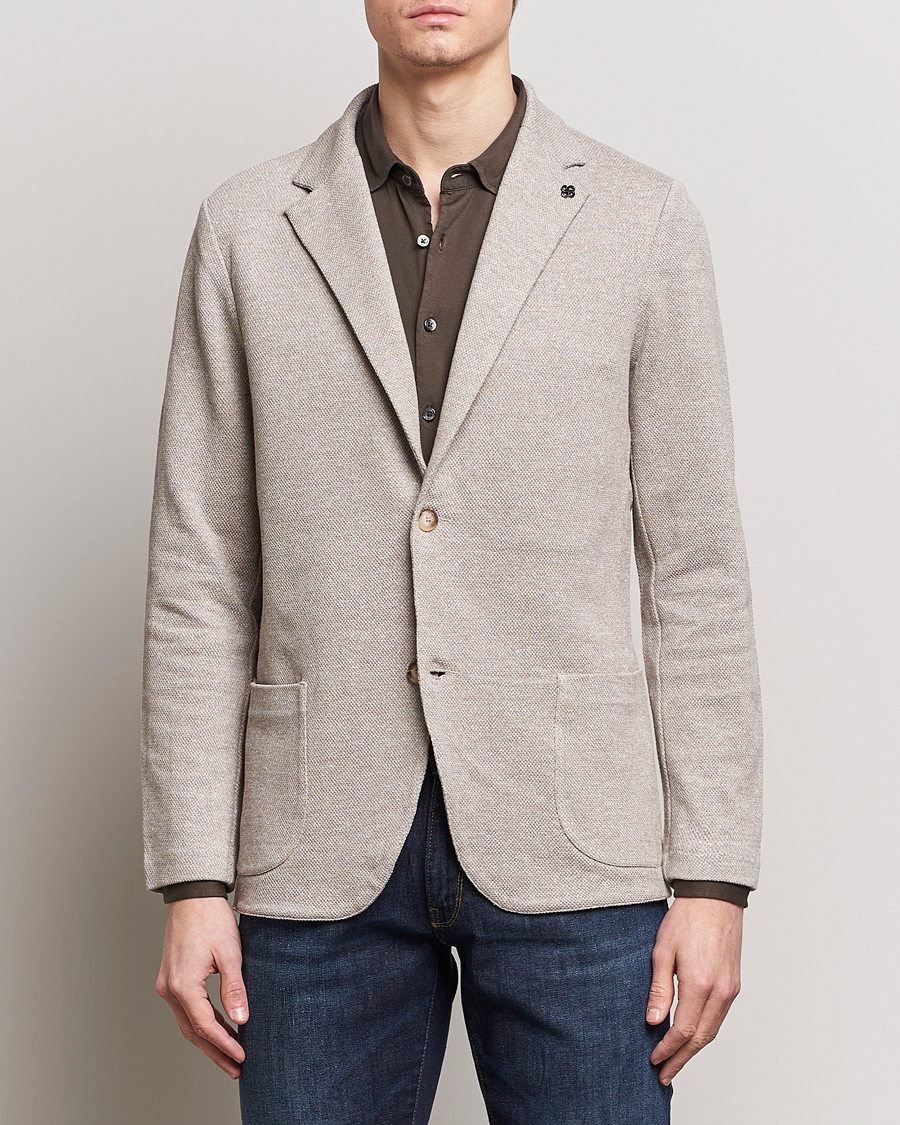 Men | Knitted Blazers | Gran Sasso | Structured Cotton/Linen Blazer Beige Melange