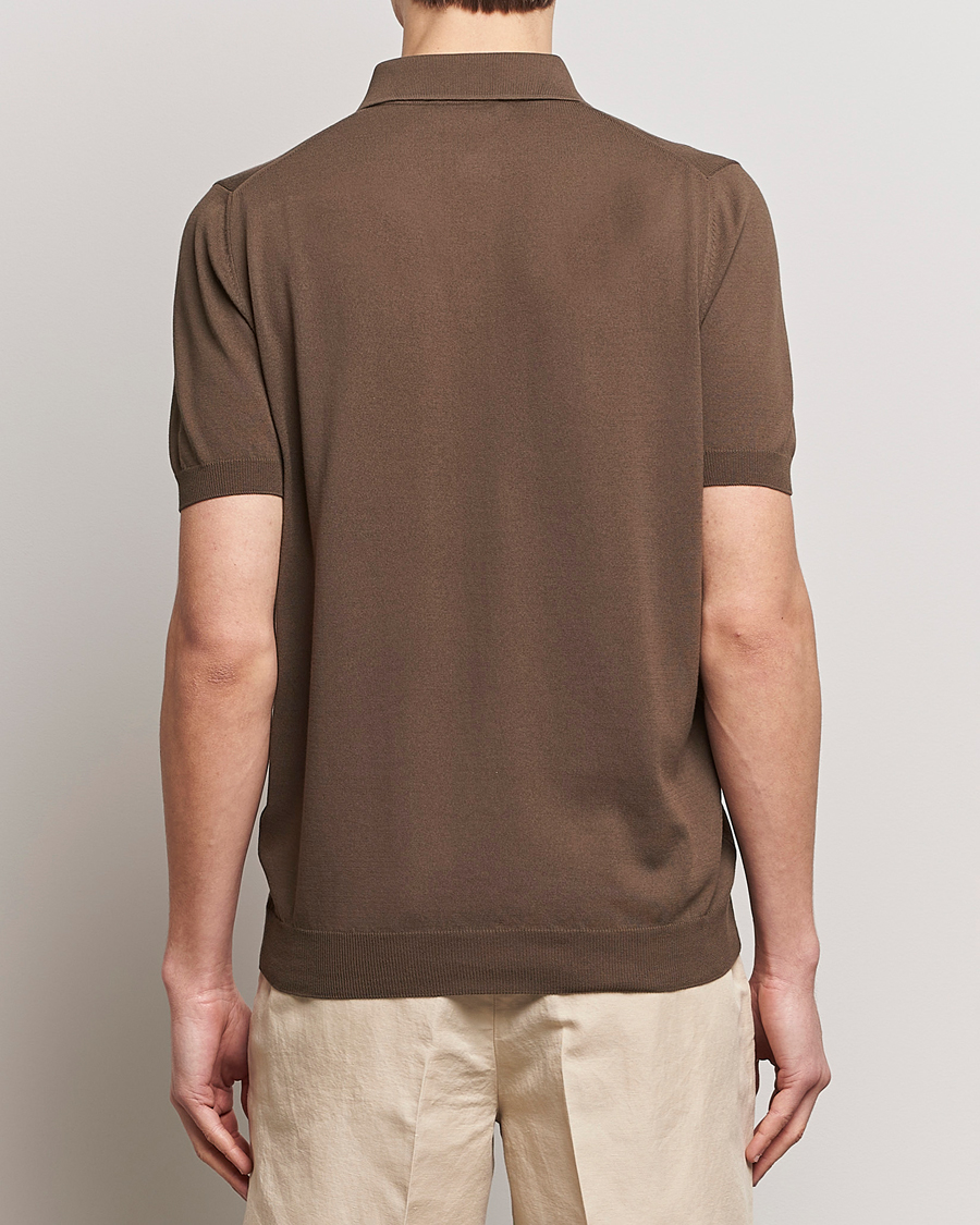 Hombres | Polos | Gran Sasso | Cotton Knitted Polo Dark Brown