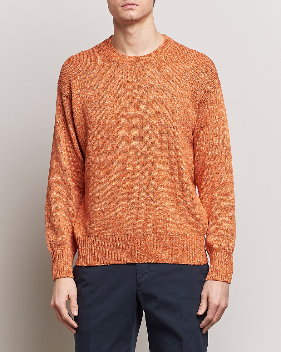 Hombres | Ropa | Gran Sasso | Cotton Heavy Knitted Crew Neck Rust Melange