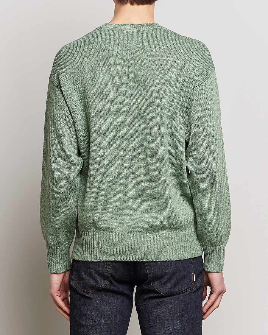 Hombres | Jerséis y prendas de punto | Gran Sasso | Cotton Heavy Knitted Crew Neck Green Melange