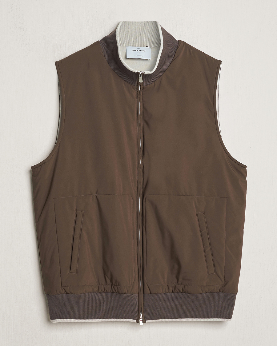 Hombres | Abrigos y chaquetas | Gran Sasso | Nylon Light Padded Gilet Dark Brown