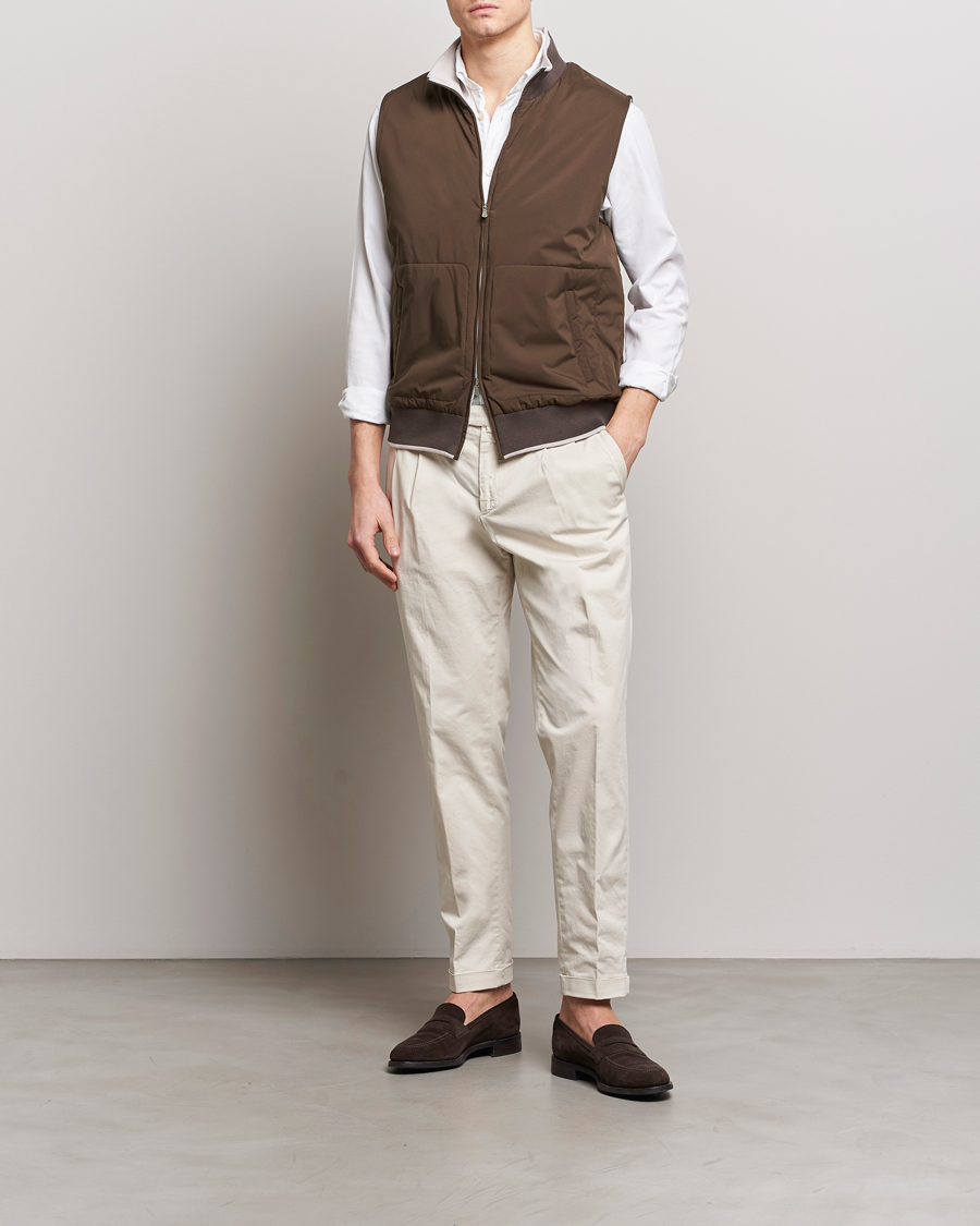 Hombres | Abrigos y chaquetas | Gran Sasso | Nylon Light Padded Gilet Dark Brown