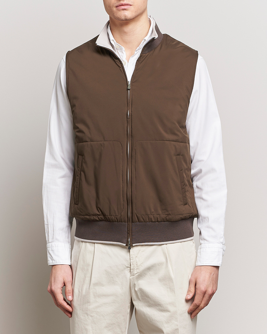 Hombres | Abrigos y chaquetas | Gran Sasso | Nylon Light Padded Gilet Dark Brown