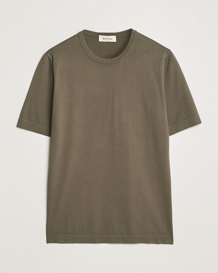 Hombres | Camisetas | Gran Sasso | Cotton Knitted Crew Neck T-Shirt Dark Brown