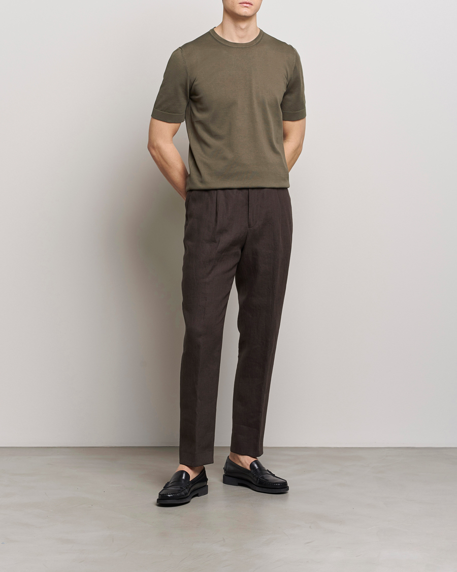 Hombres | Camisetas | Gran Sasso | Cotton Knitted Crew Neck T-Shirt Dark Brown