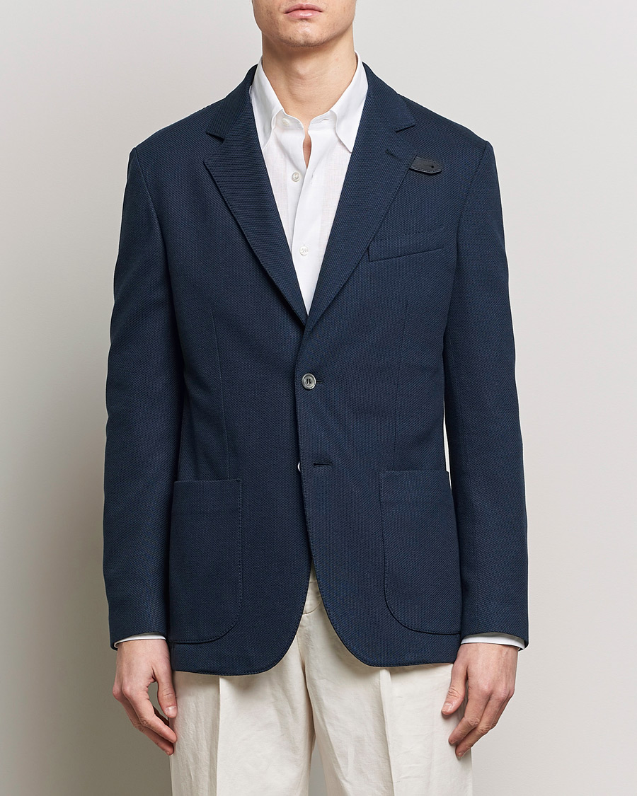 Hombres |  | Brioni | Cotton/Silk Jersey Blazer Navy