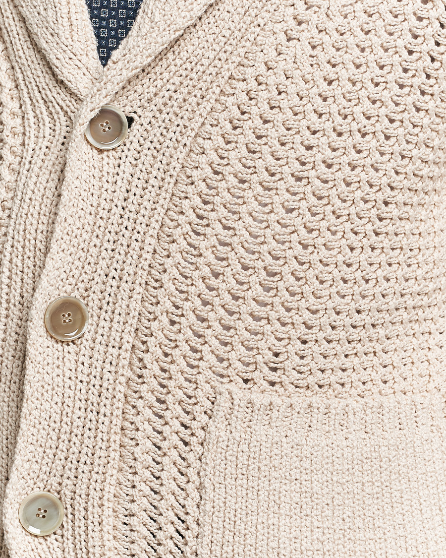 Hombres | Jerséis y prendas de punto | Brioni | Cotton/Wool Shawl Cardigan Light Beige
