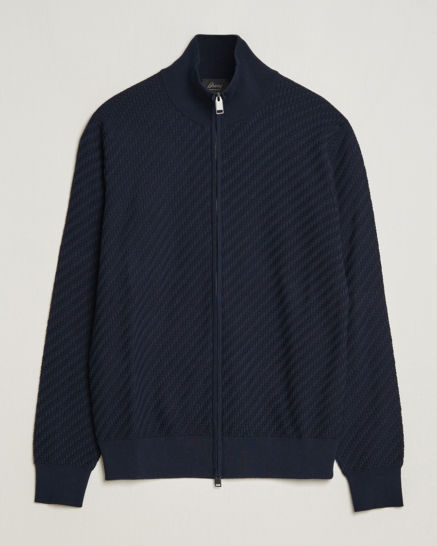Hombres | Jerséis y prendas de punto | Brioni | Cashmere/Silk Blend Full Zip Navy