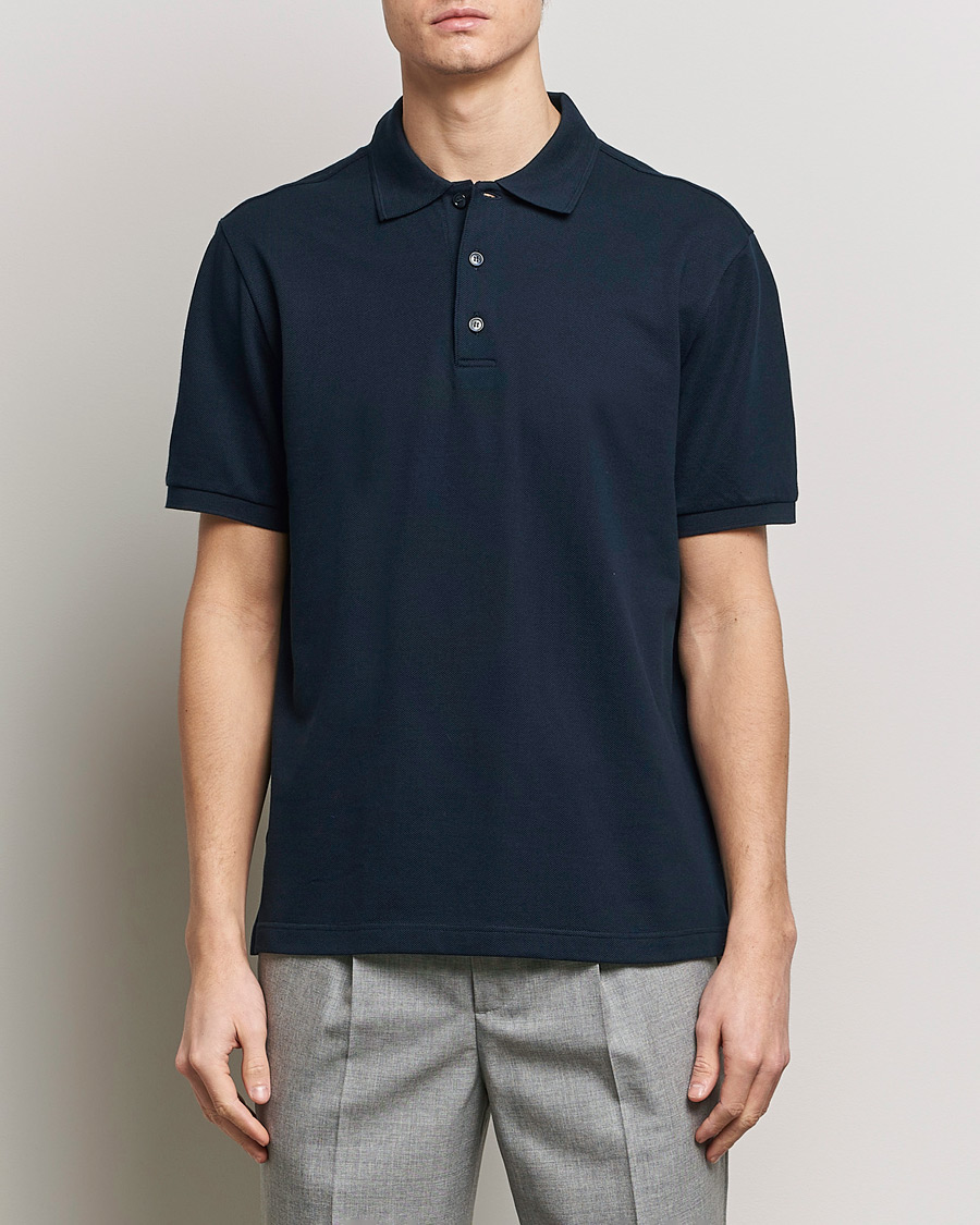 Hombres |  | Brioni | Cotton Pique Short Sleeve Polo Navy
