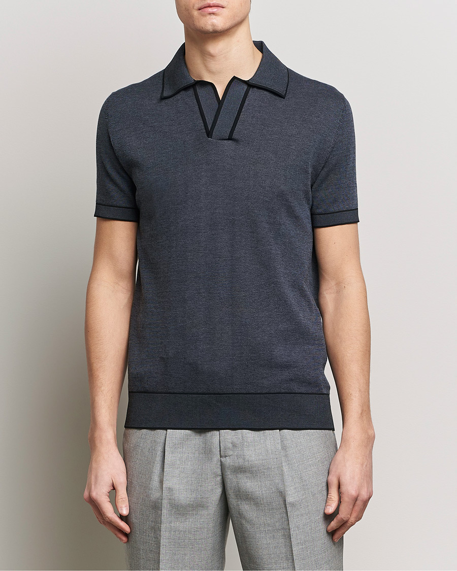 Hombres | Camisas polo de manga corta | Brioni | Soft Cotton Polo  Navy