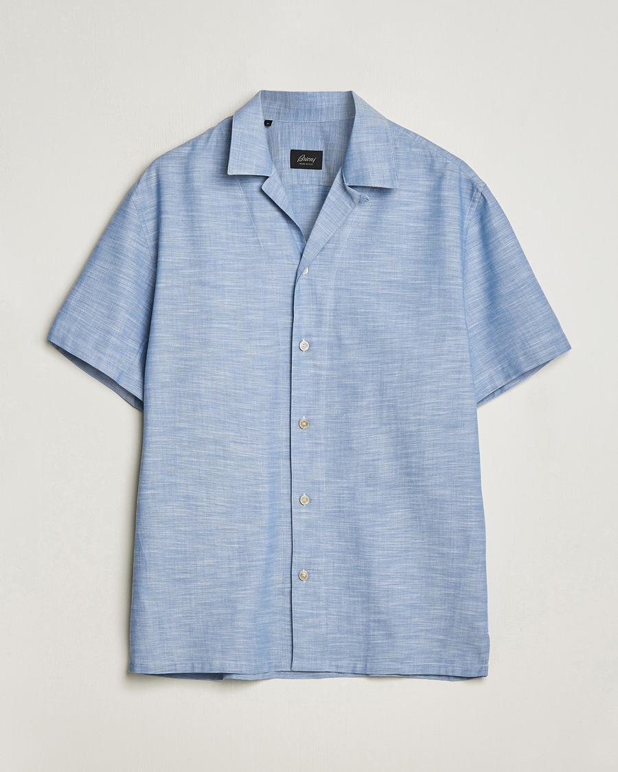 Hombres | Camisas | Brioni | Cotton Cuban Shirt Light Blue