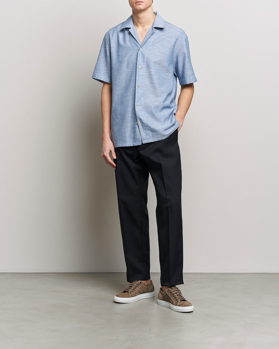 Hombres | Camisas | Brioni | Cotton Cuban Shirt Light Blue