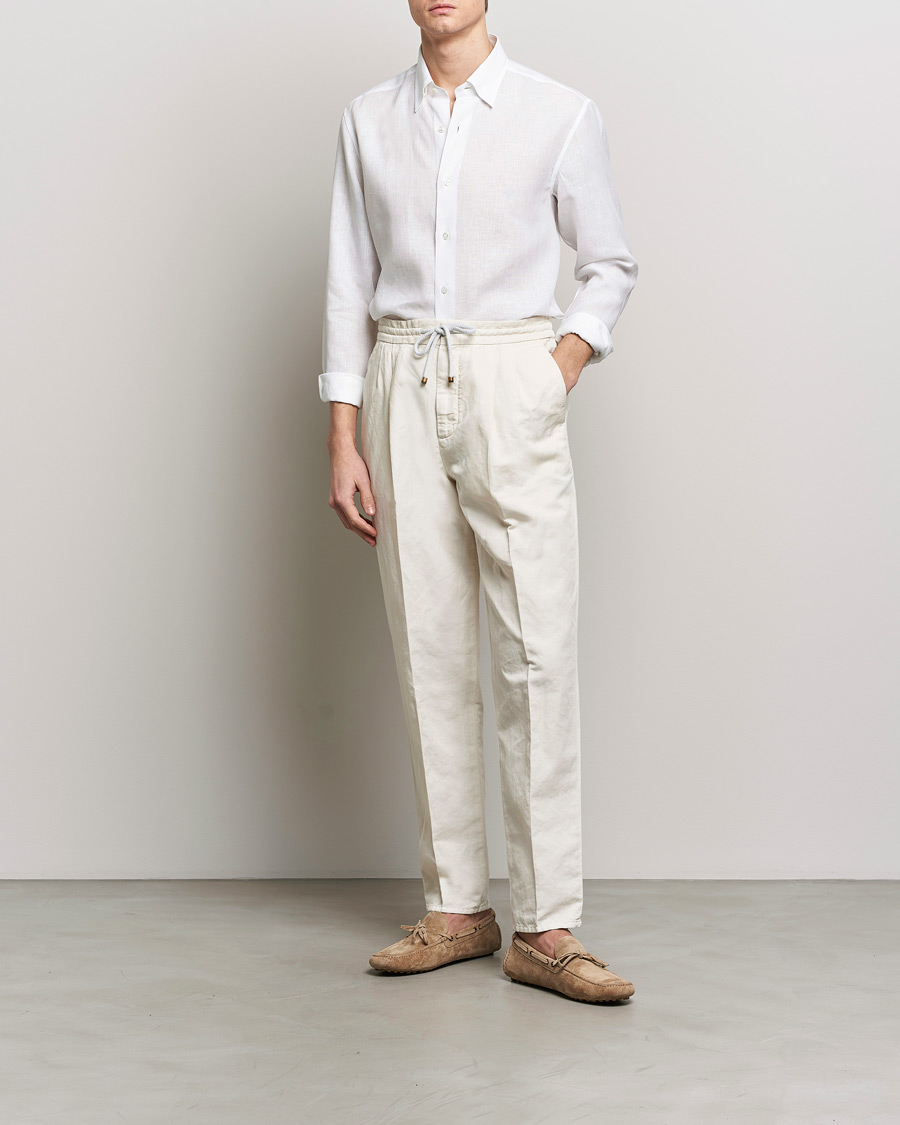 Hombres | Camisas | Brioni | Linen Sport Shirt White