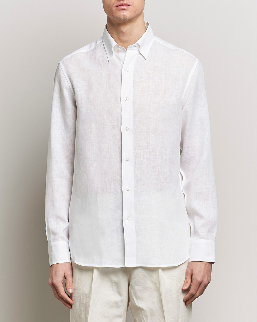 Hombres | Camisas de lino | Brioni | Linen Sport Shirt White