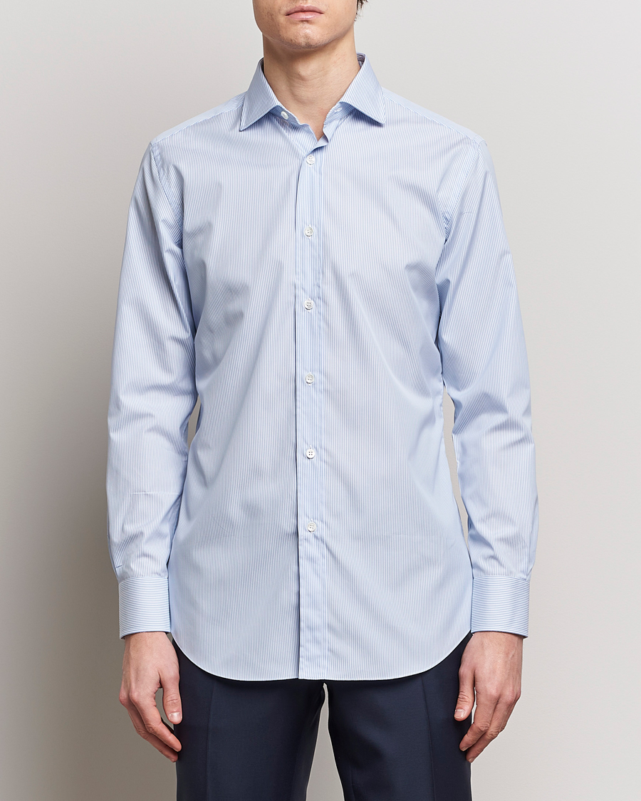 Hombres | Camisas | Brioni | Slim Fit Dress Shirt Light Blue Stripe