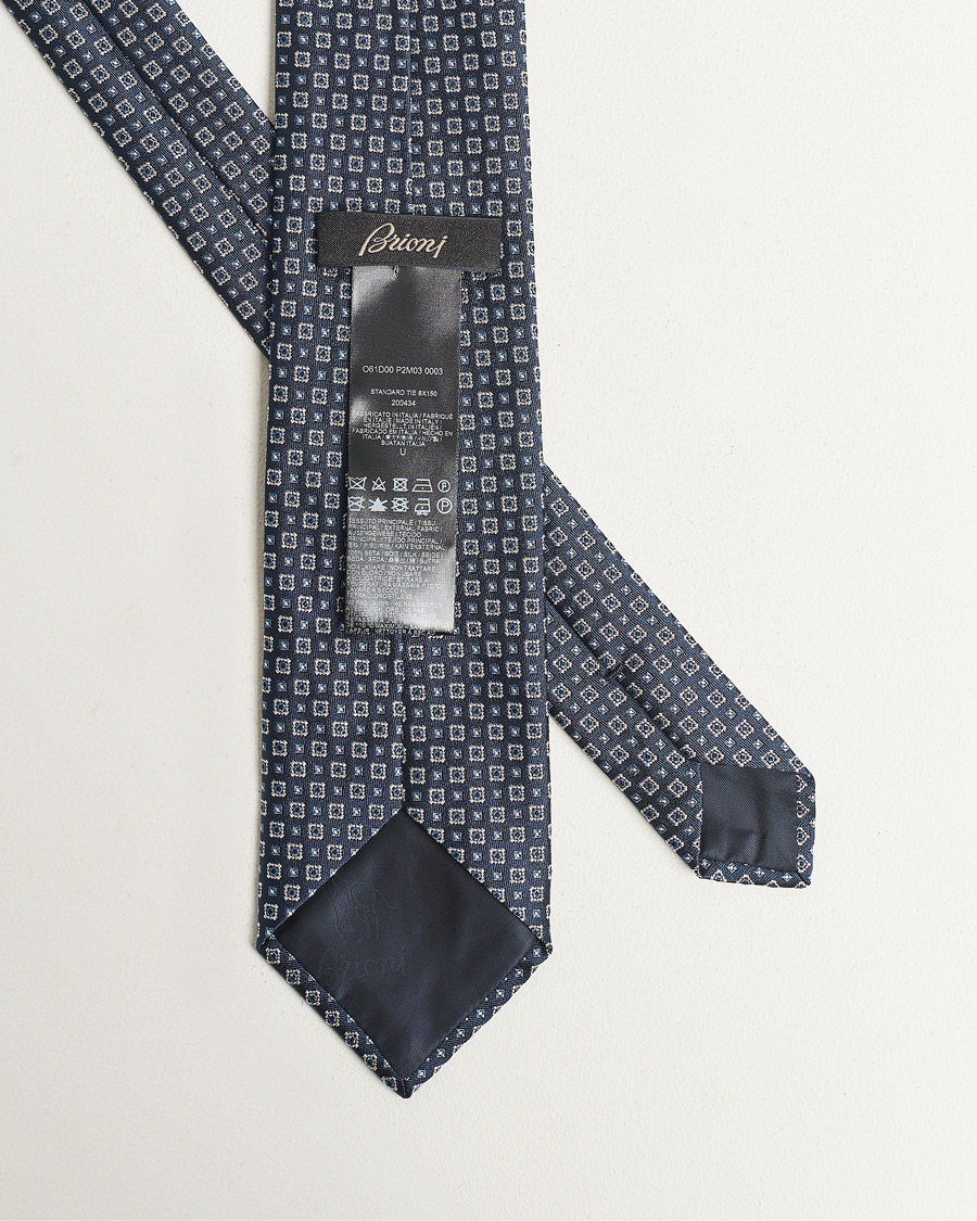 Hombres | Brioni Medallion Silk Tie Navy | Brioni | Medallion Silk Tie Navy