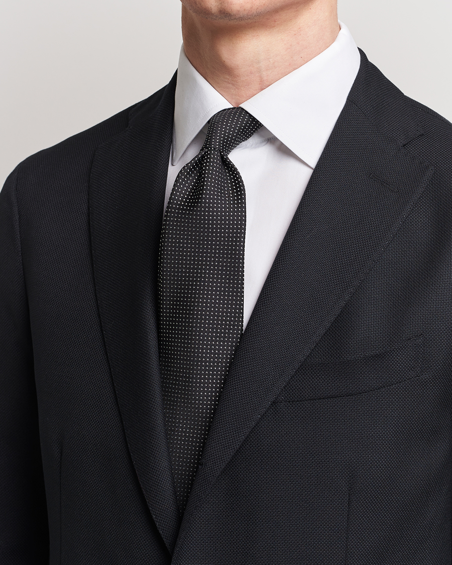 Hombres | Luxury Brands | Brioni | Dotted Silk Tie Black