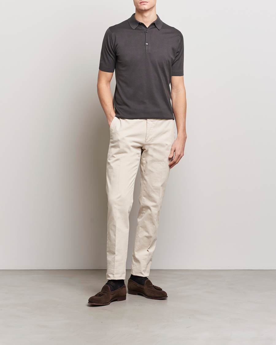Hombres | Polos | John Smedley | Adrian Slim Fit Sea Island Polo Chocolat