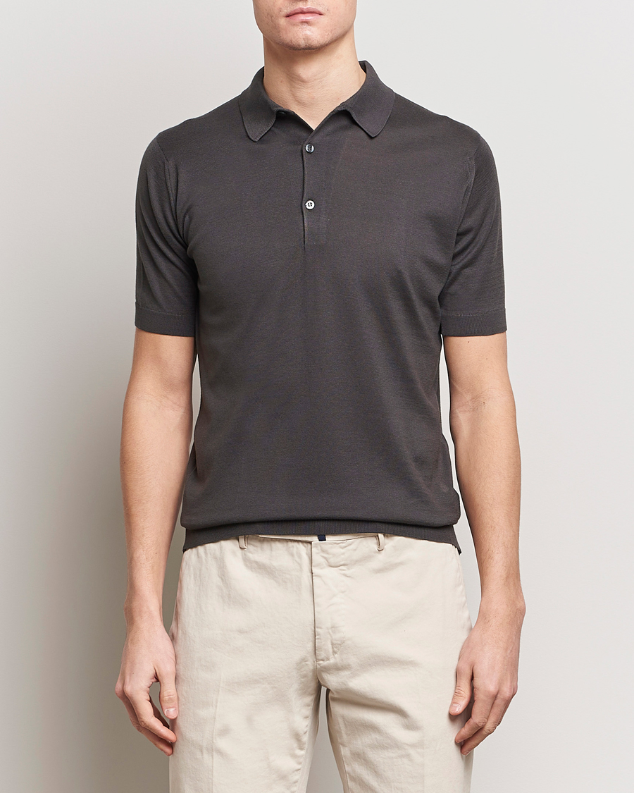 Hombres | Polos | John Smedley | Adrian Slim Fit Sea Island Polo Chocolat