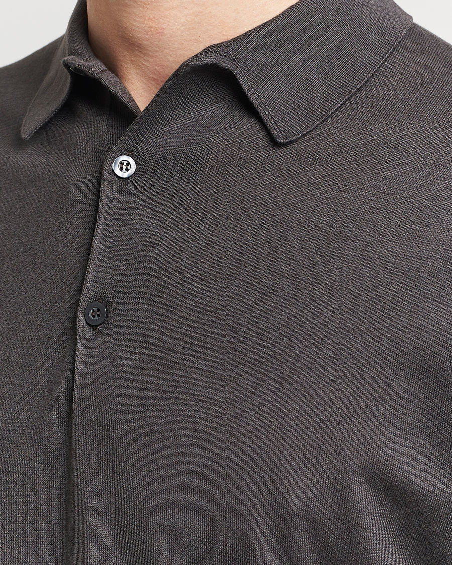 Hombres | Polos | John Smedley | Adrian Slim Fit Sea Island Polo Chocolat