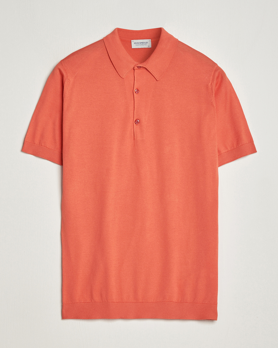 Hombres | Polos | John Smedley | Adrian Slim Fit Sea Island Polo Sundown Orange