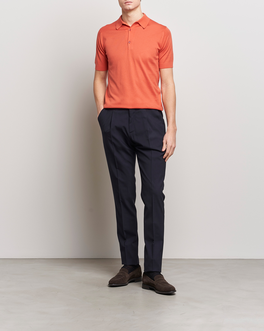 Hombres | Polos | John Smedley | Adrian Slim Fit Sea Island Polo Sundown Orange