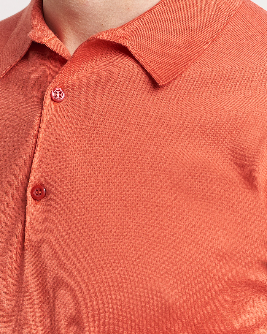 Hombres | Polos | John Smedley | Adrian Slim Fit Sea Island Polo Sundown Orange