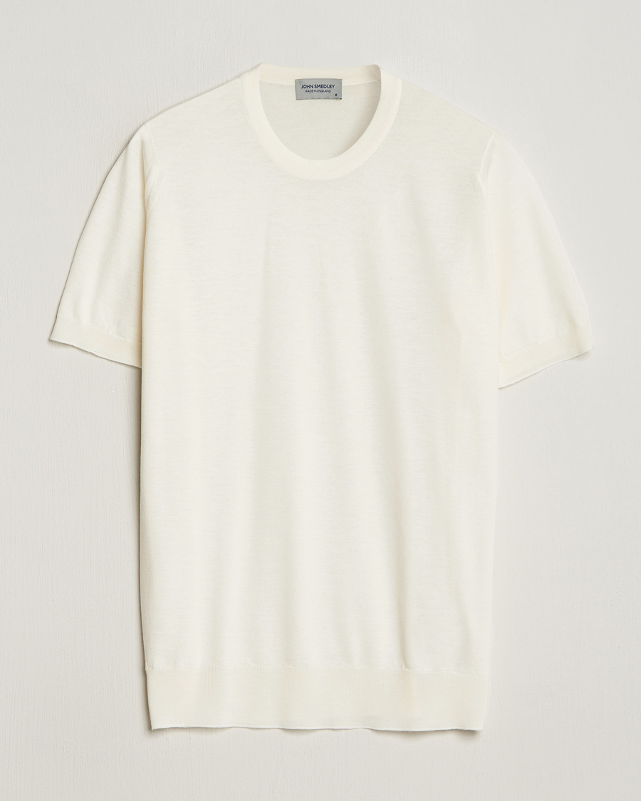 Hombres | Camisetas | John Smedley | Hilcote Wool/Sea Island Cotton T-Shirt Chalk White