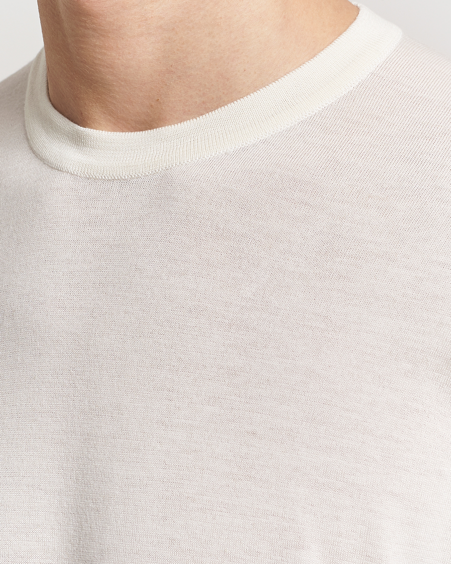 Hombres | Camisetas | John Smedley | Hilcote Wool/Sea Island Cotton T-Shirt Chalk White
