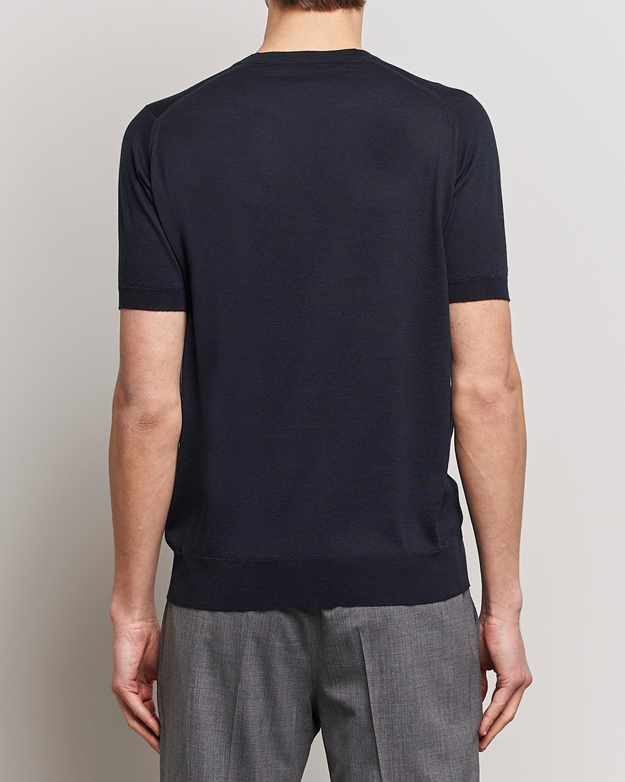 Hombres | Camisetas | John Smedley | Hilcote Wool/Sea Island Cotton T-Shirt Navy
