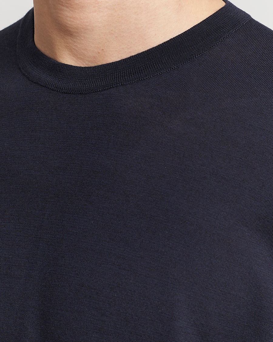 Hombres | Camisetas | John Smedley | Hilcote Wool/Sea Island Cotton T-Shirt Navy