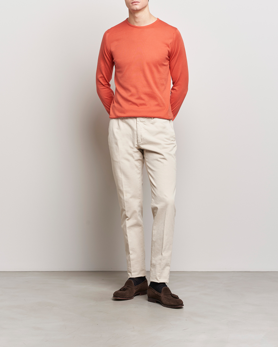 Hombres | Jerséis y prendas de punto | John Smedley | Hatfield Sea Island Crew Neck Sundown Orange