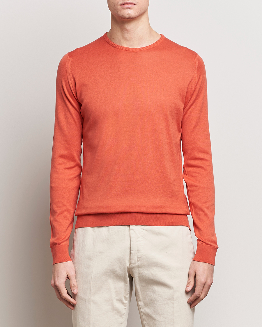 Hombres | Jerséis y prendas de punto | John Smedley | Hatfield Sea Island Crew Neck Sundown Orange