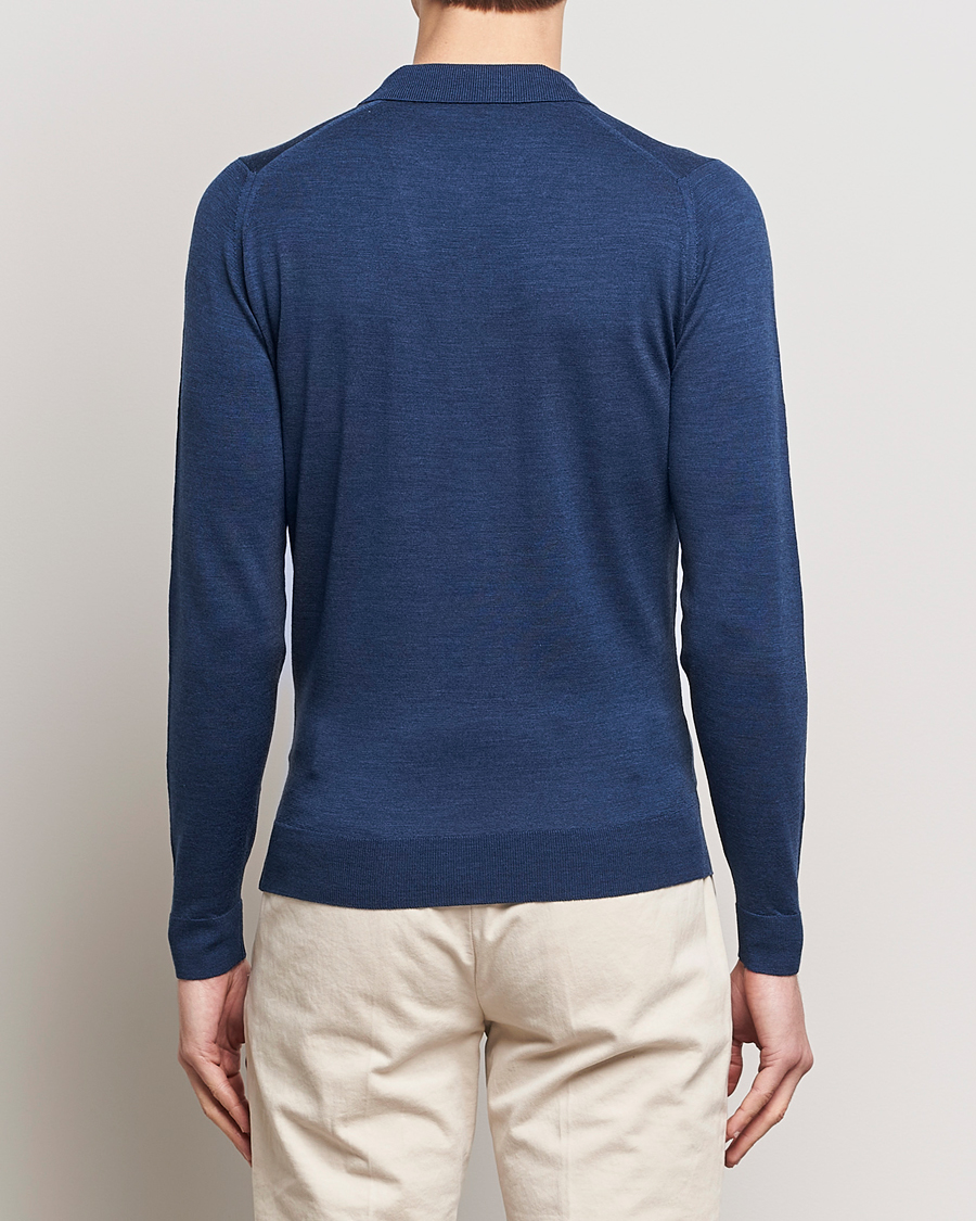 Hombres | Jerséis y prendas de punto | John Smedley | Belper Extra Fine Merino Polo Pullover Indigo