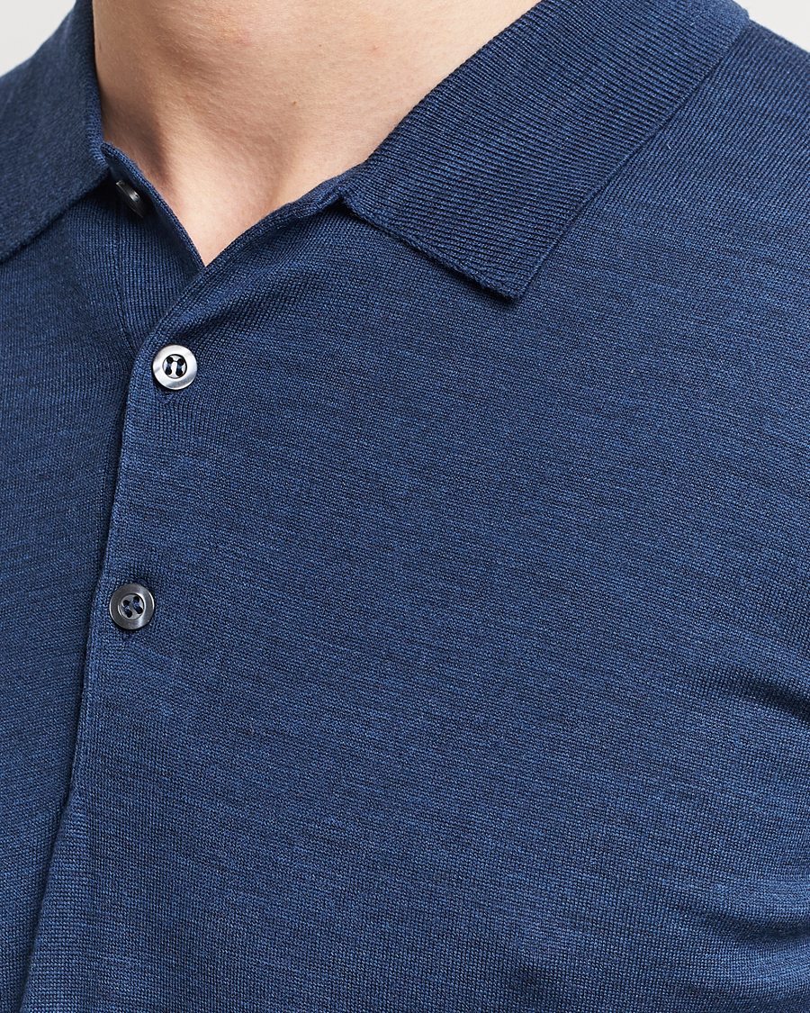 Hombres | Jerséis y prendas de punto | John Smedley | Belper Extra Fine Merino Polo Pullover Indigo