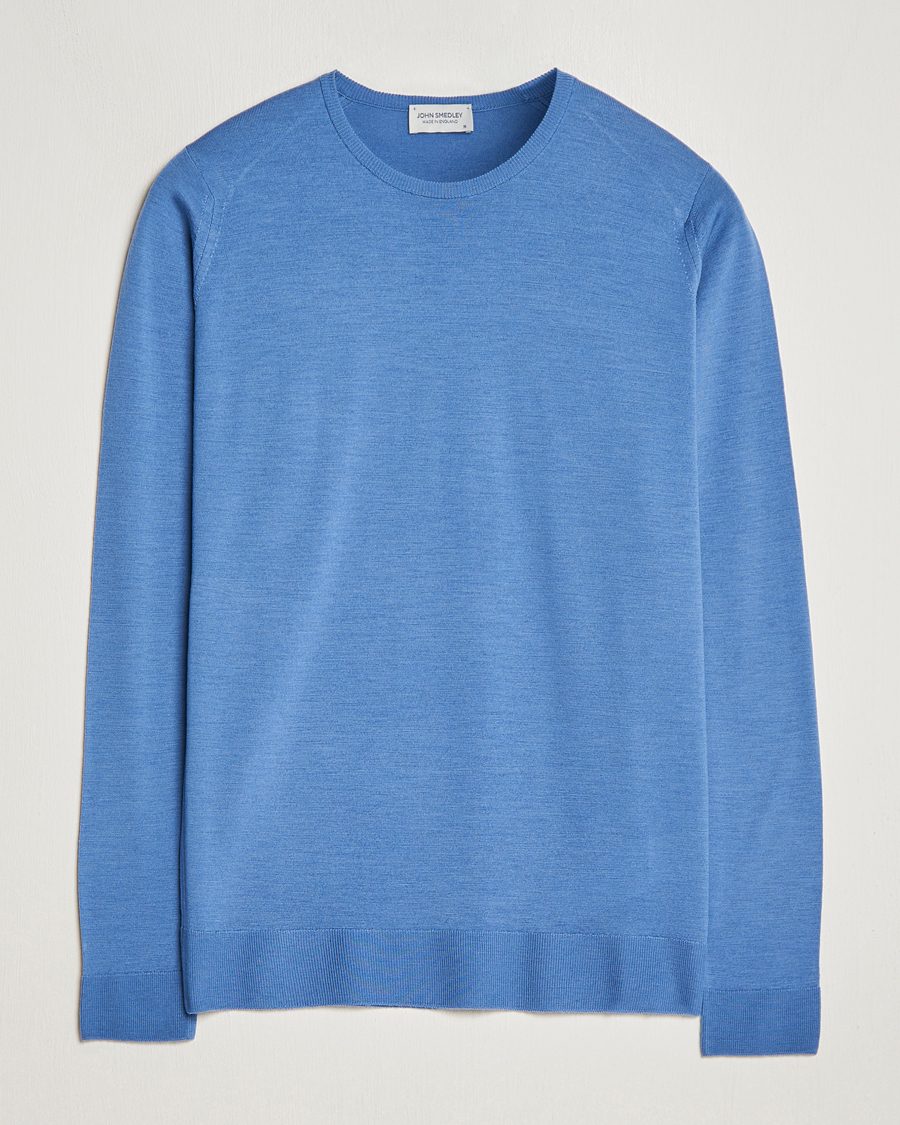 Hombres | Jerséis y prendas de punto | John Smedley | Lundy Extra Fine Merino Crew Neck Riviera Blue