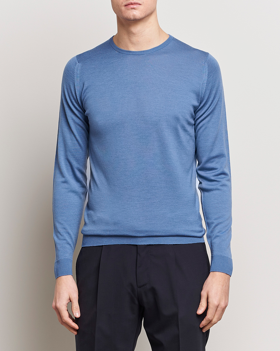 Hombres | Jerséis y prendas de punto | John Smedley | Lundy Extra Fine Merino Crew Neck Riviera Blue