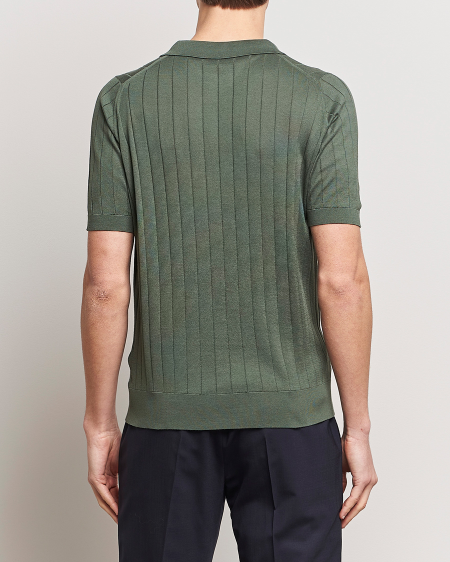 Hombres | Polos | John Smedley | Roper Open Collar Sea Island Polo Palm Green
