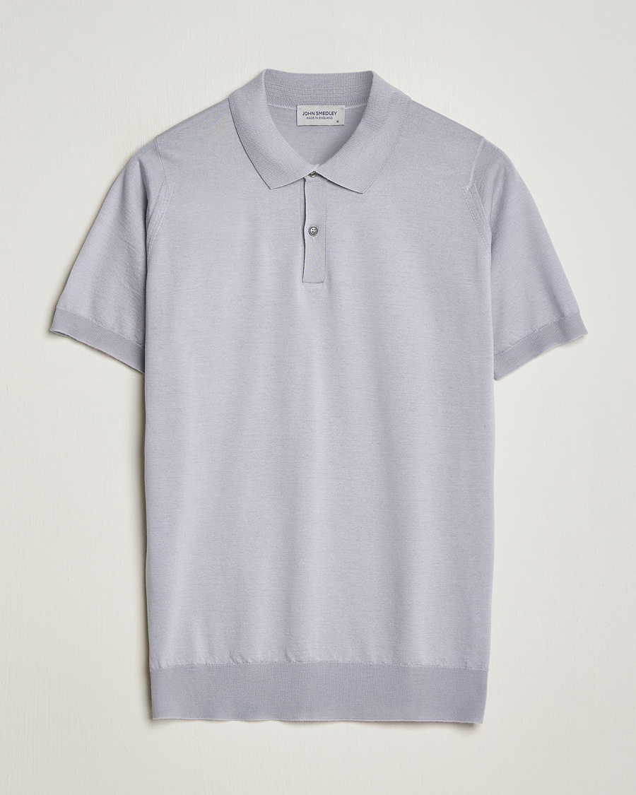 Hombres | Polos | John Smedley | Leyburn Merino/Sea Island Cotton Polo Silver