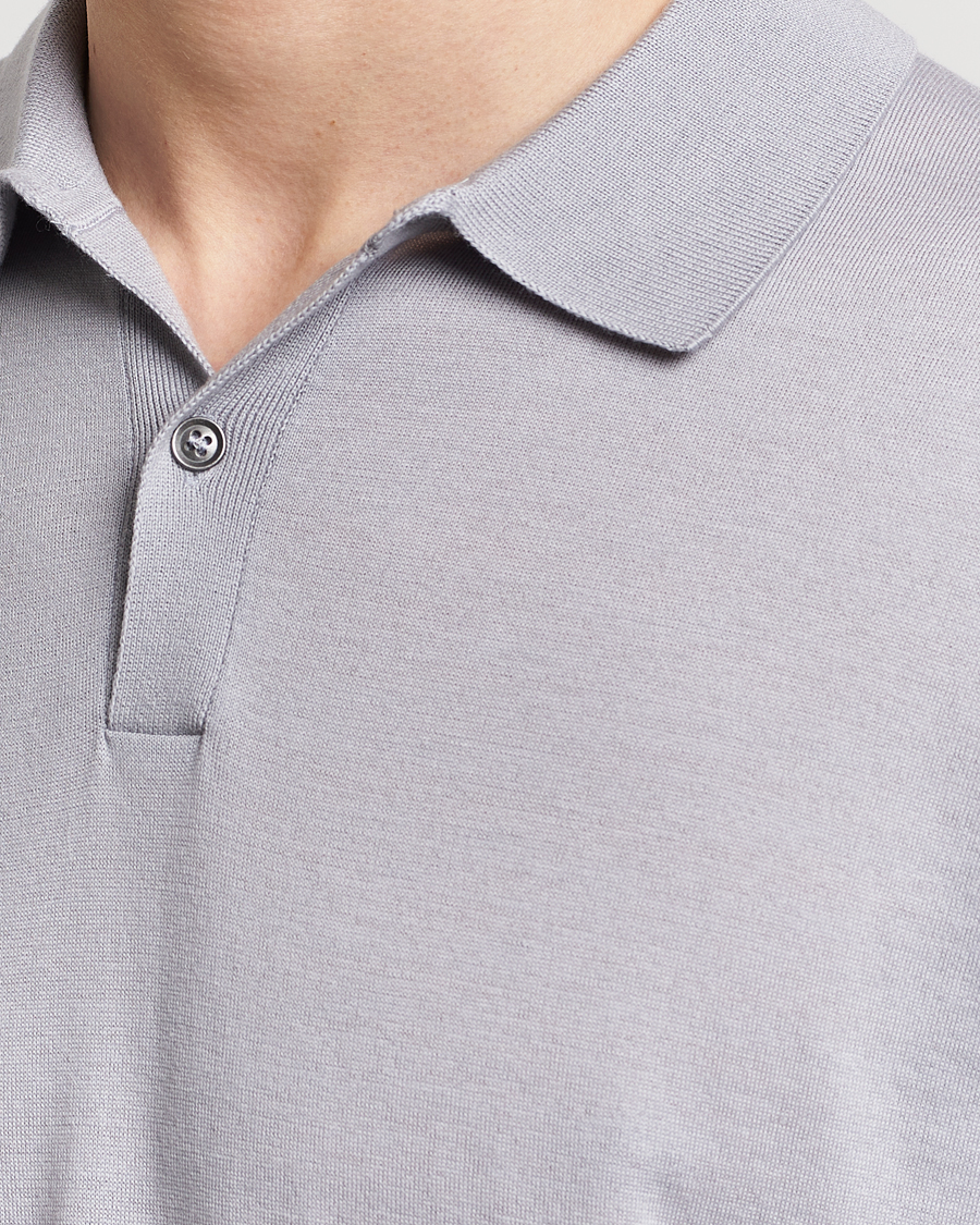 Hombres | Polos | John Smedley | Leyburn Merino/Sea Island Cotton Polo Silver