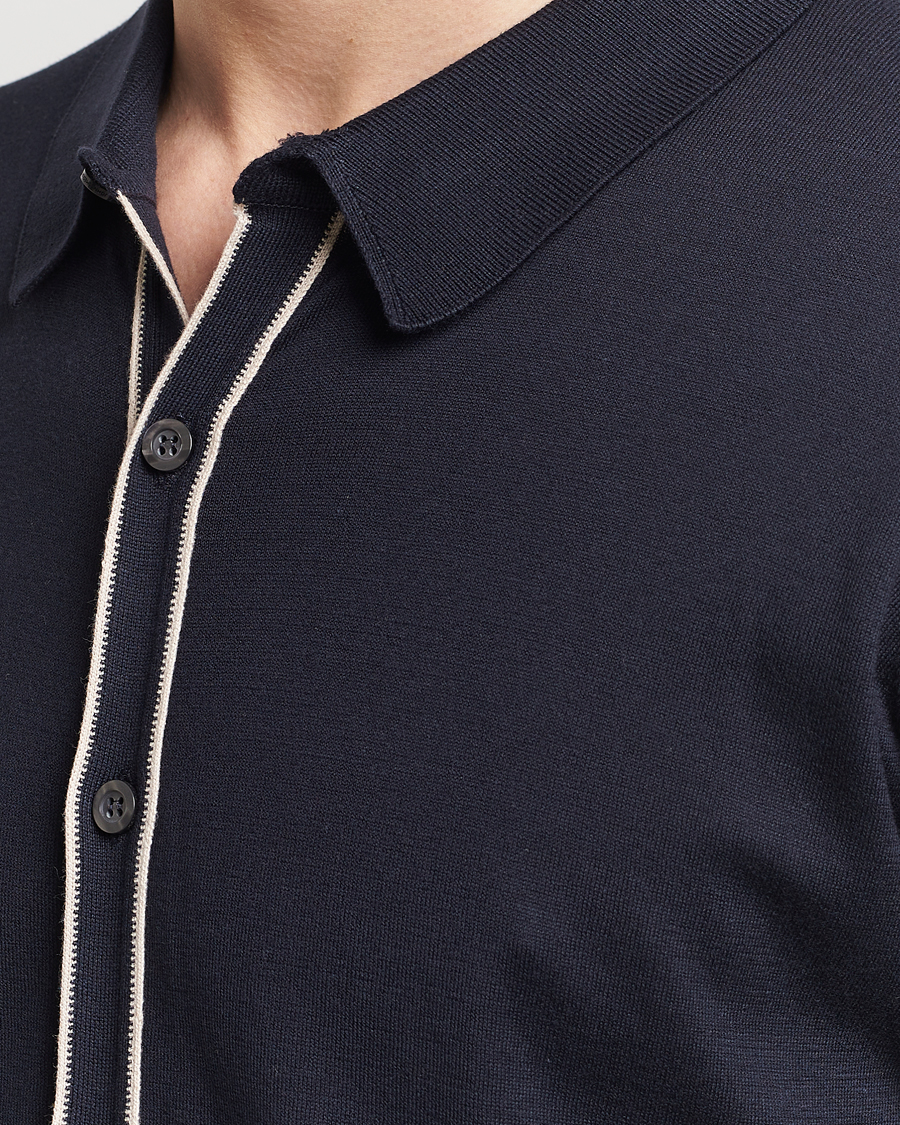 Hombres | Jerséis y prendas de punto | John Smedley | Shadow Tipped Sea Island Cotton Cardigan Navy