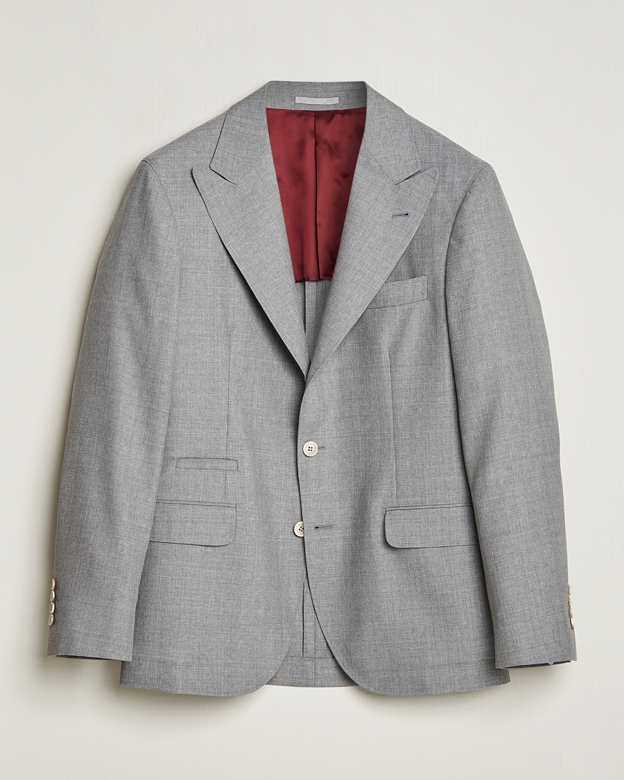 Hombres | Blazers | Brunello Cucinelli | Peak Lapel Wool Blazer Light Grey