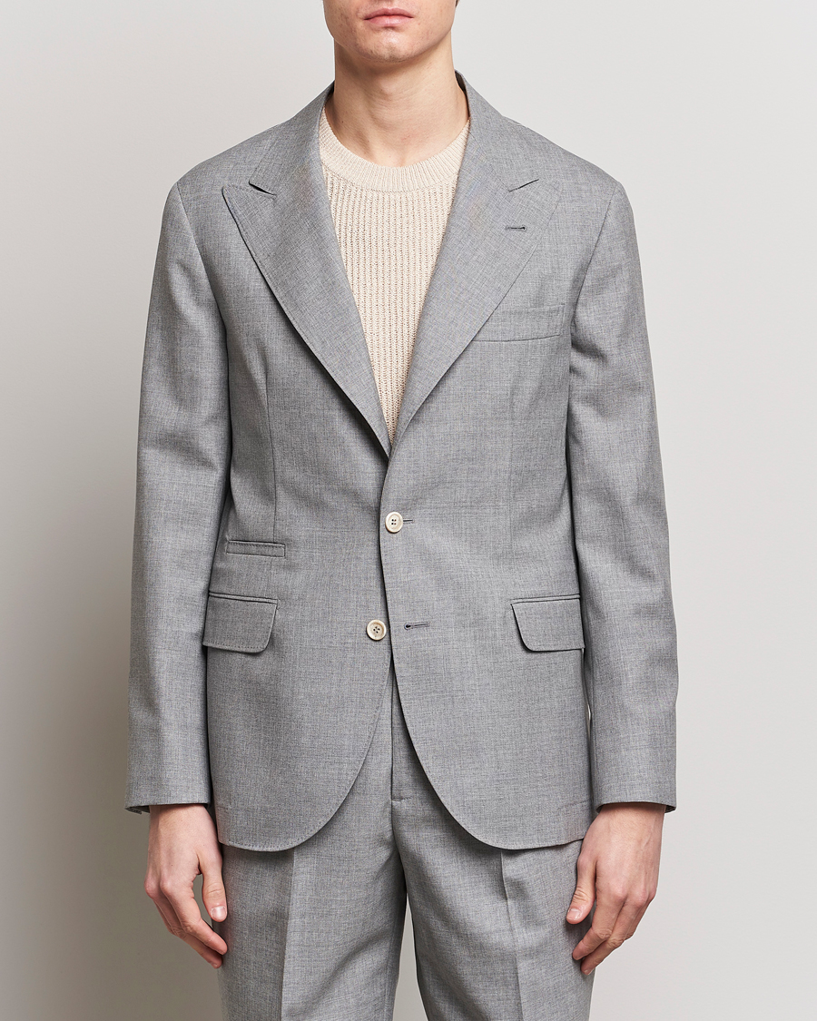 Hombres |  | Brunello Cucinelli | Peak Lapel Wool Blazer Light Grey