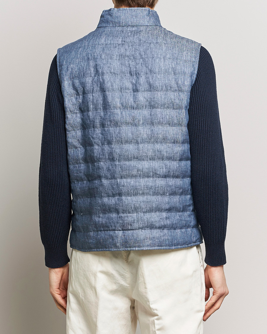 Hombres | Abrigos y chaquetas | Brunello Cucinelli | Linen Gilet Light Blue