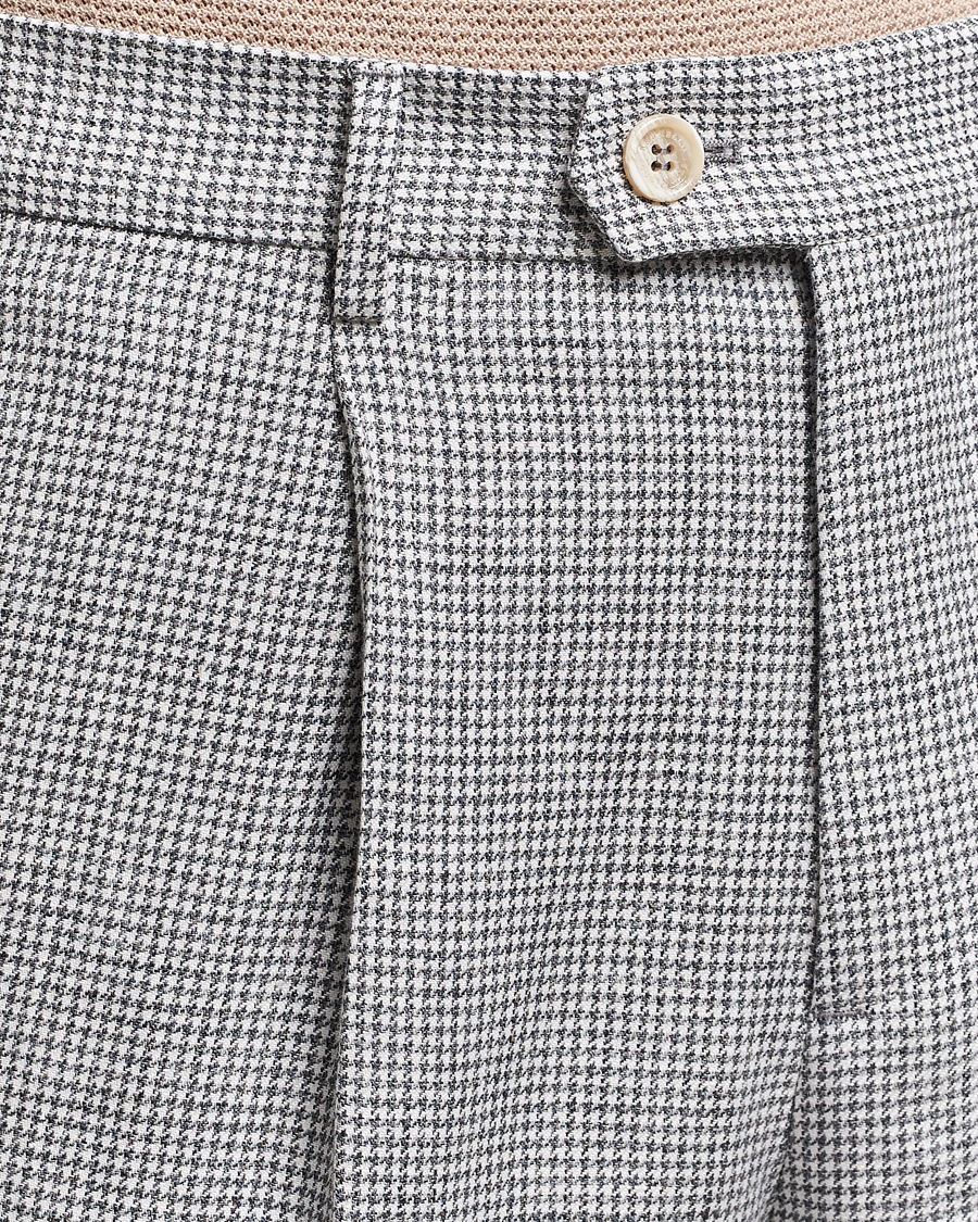 Hombres | Pantalones | Brunello Cucinelli | Pleated Houndstooth Trousers Light Grey