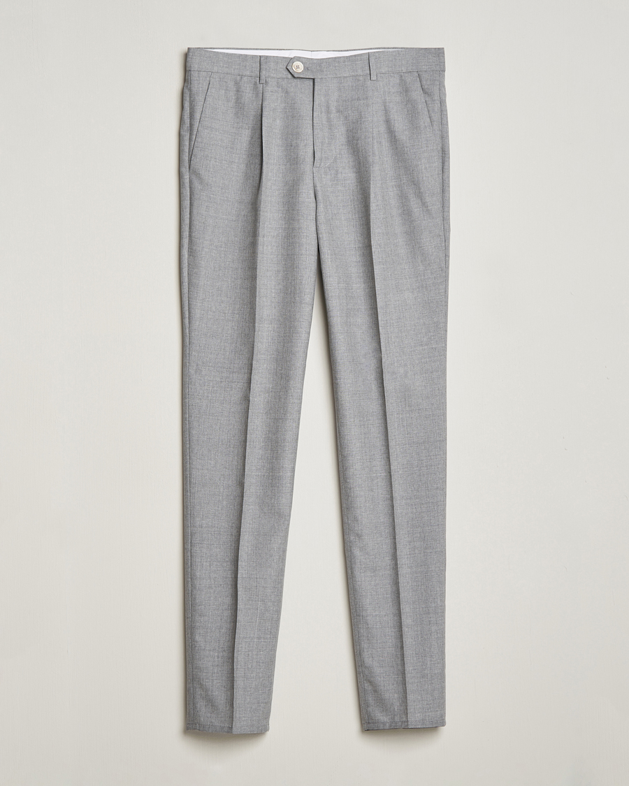 Hombres | Pantalones | Brunello Cucinelli | Pleated Wool Trousers Light Grey
