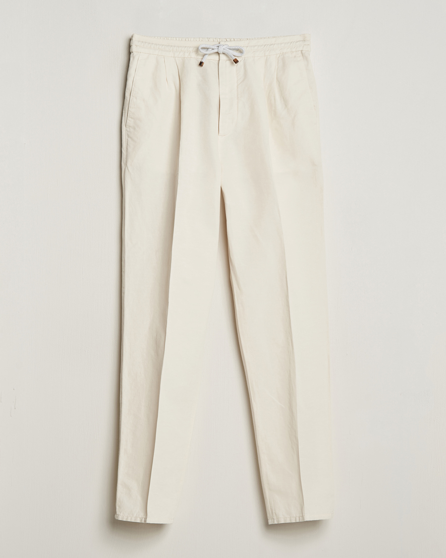 Hombres | Pantalones | Brunello Cucinelli | Cotton/Linen Drawstring Pants Off White
